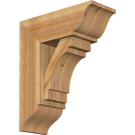 Ekena Millwork Merced Traditional Rough Sawn Bracket w/ Offset Brace, Western Red Cedar, 8"W x 20"D x 24"H BKT0806X20X24MRC01RWR